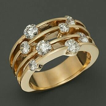 Anillo Vintage de Zirconia en Capas Doradas