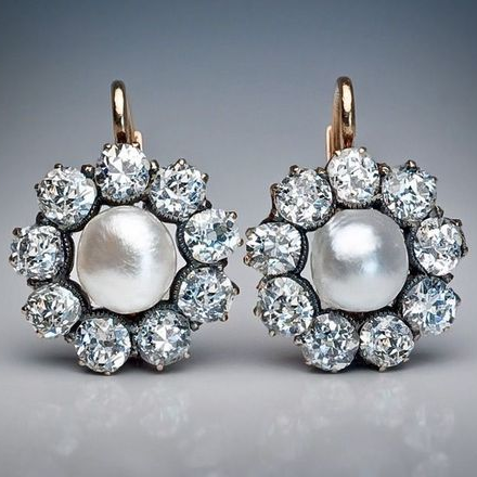 Pendientes vintage de perla estrella y zirconia