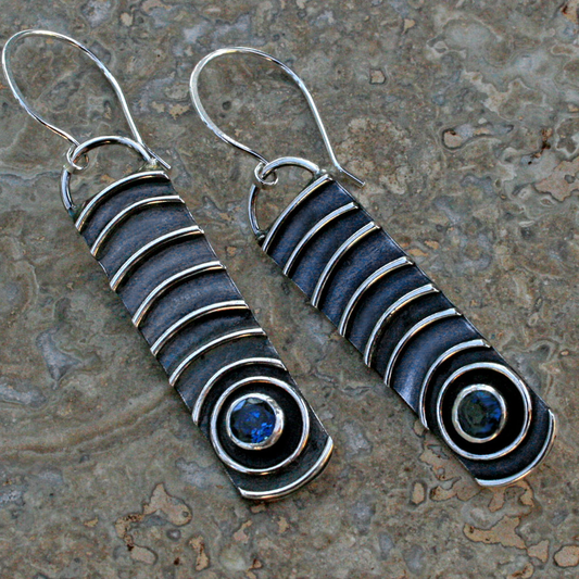 Pendientes de Cristal en Laberinto Plateados Vintage