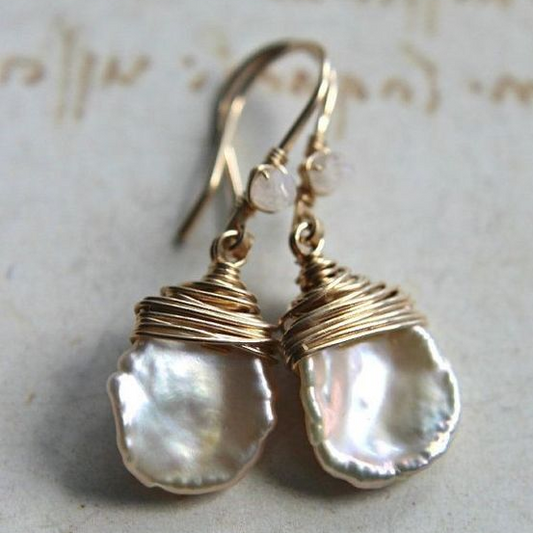 Pendientes Vintage de Perlas Barrocas con Gota
