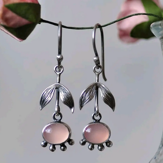 Pendientes Boho en Cristal Rosa