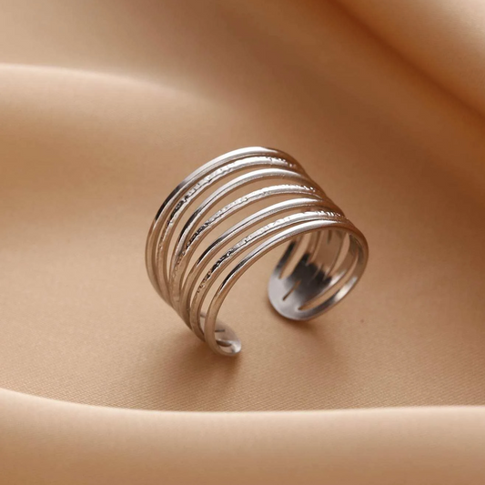 Anillo de plata delgada vintage en capas