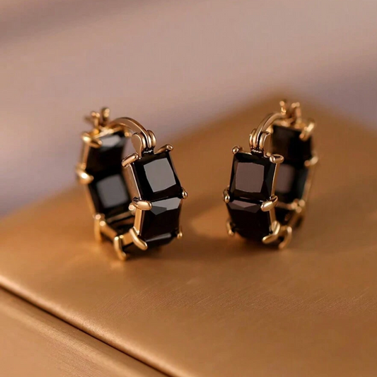 Pendientes vintage de zirconia negra