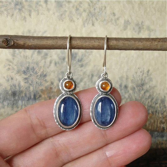 Pendientes vintage de piedra roja y azul
