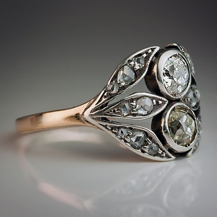 Anillo vintage de zirconia en oro rosa