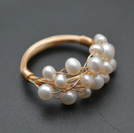Anillo de Nido de Perlas Vintage