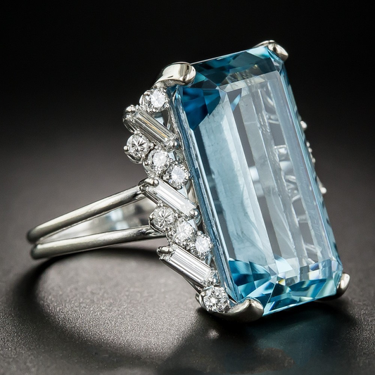 Anillo de cristal azul vintage