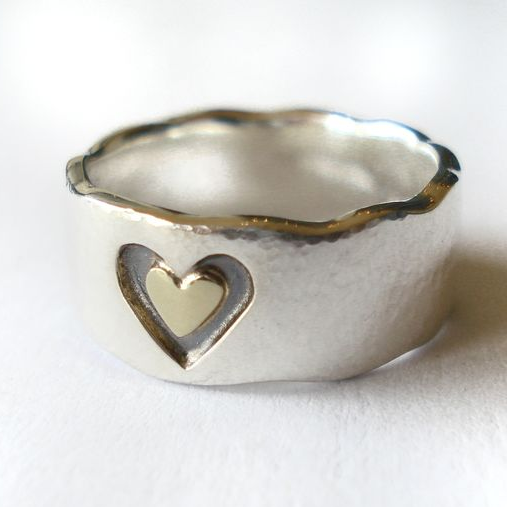 Anillo de Corazón Doble Vintage en Plata