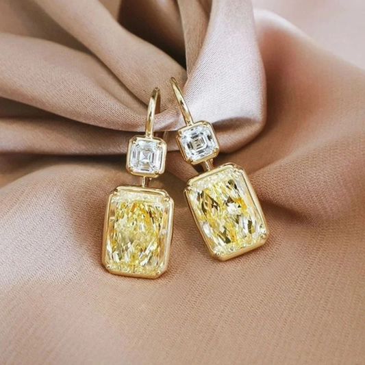 Pendientes Elegantes de Vidrio Amarillo