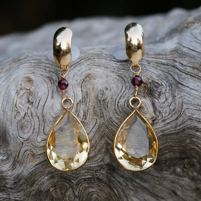 Pendientes vintage de gotas de cristal y oro