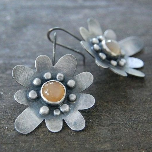 Aretes vintage de flor de naranja y plata