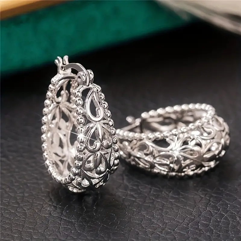 Pendientes de Plata Vintage Hueco Brillantes en Forma de Cesta