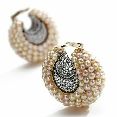 Pendientes de cesta con perlas vintage