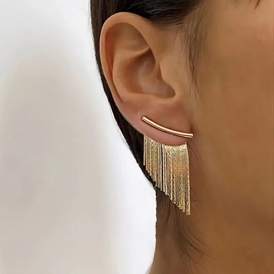 Pendientes Vintage de Cortina en Dorado