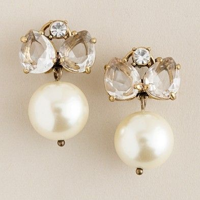 Pendientes vintage de cristal y perlas en forma de pajarita