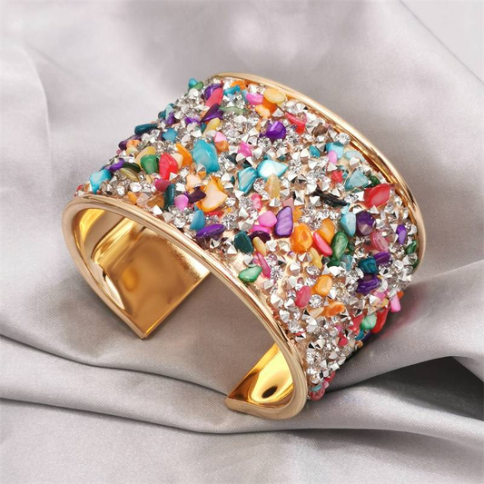 Pulsera de cristales coloridos vintage en dorado