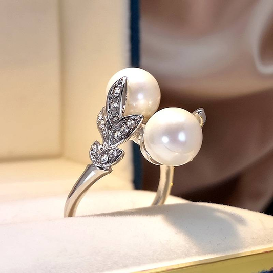 Anillo de perlas dobles vintage