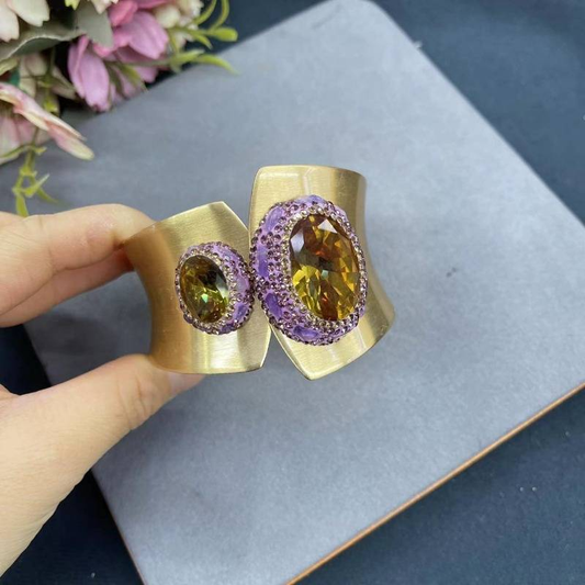 Anillo de vidrio púrpuro abierto vintage