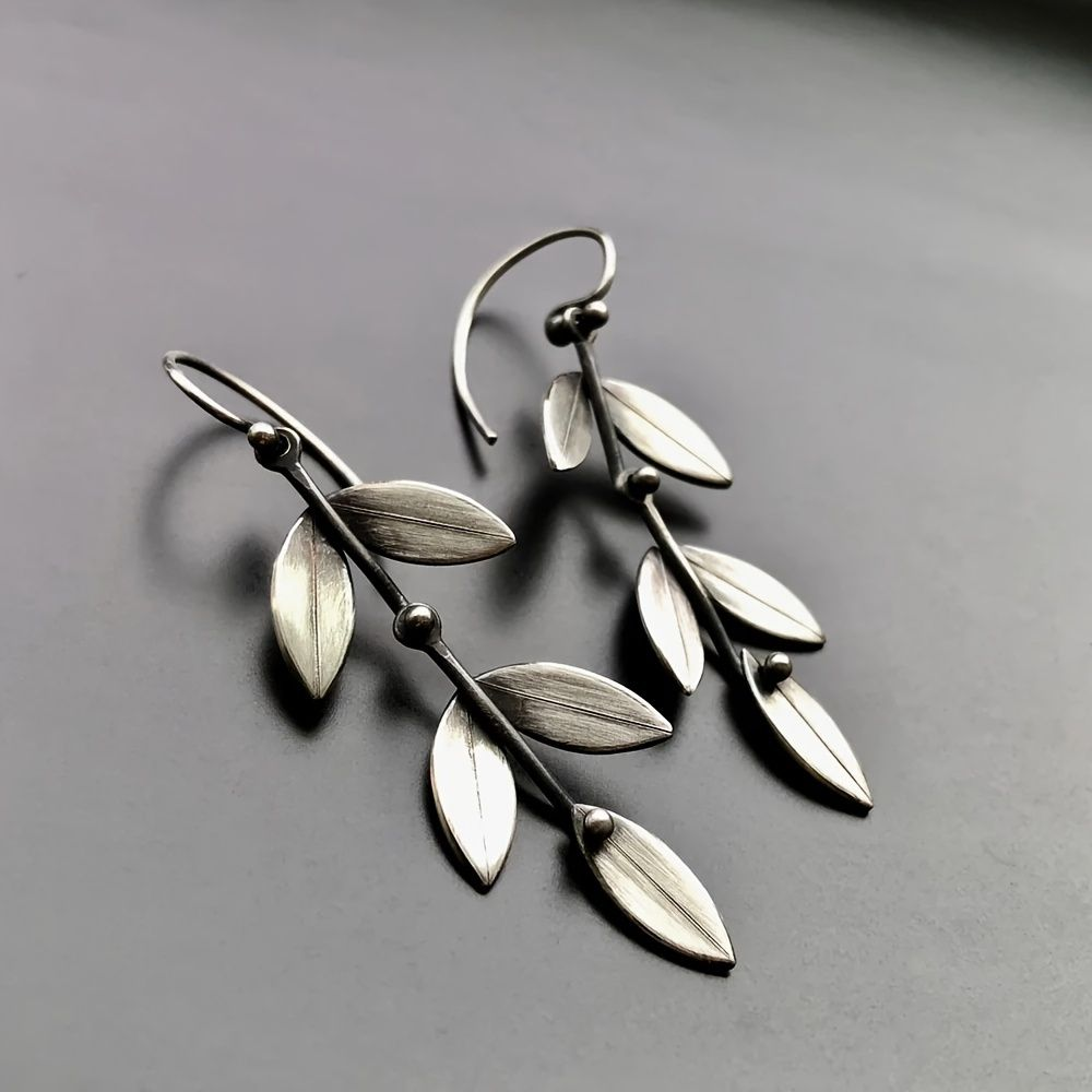 Pendientes de hoja colgantes vintage de plata