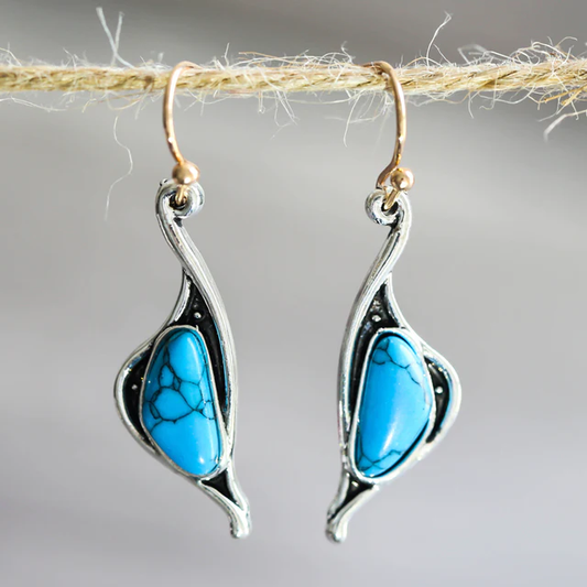 Pendientes vintage de piedra pulida azul