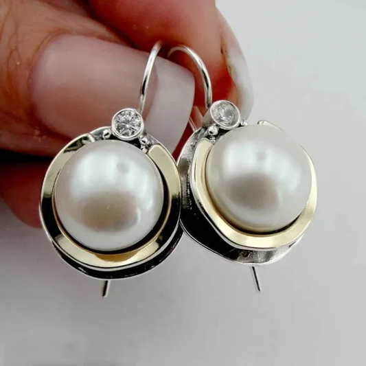 Pendientes de Perlas Redondeadas Vintage