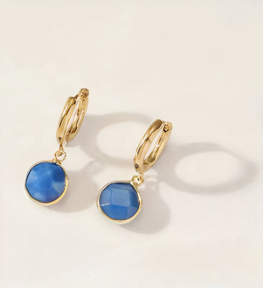 Pendientes de oro con piedra azul vintage