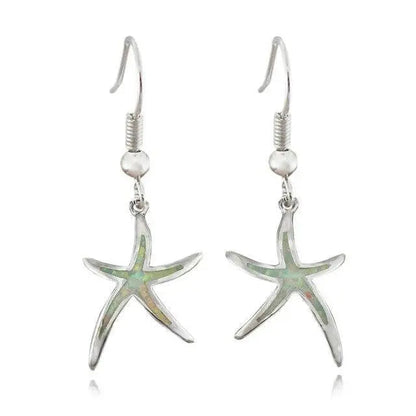 Pendientes de estrella de mar hechos de ópalo y plata
