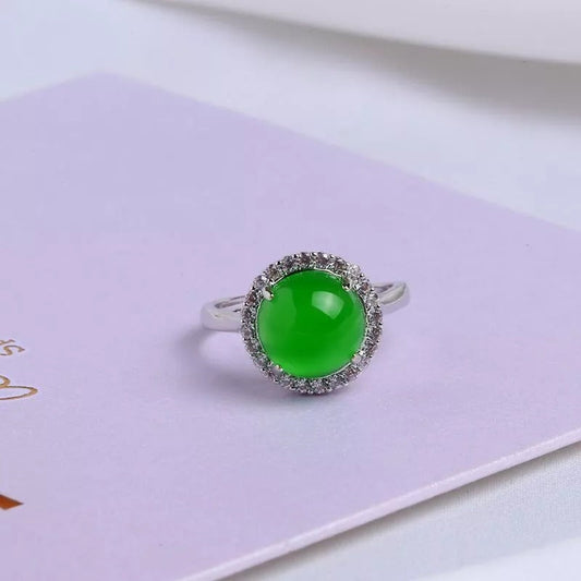 Anillo vintage de piedra de esmeralda en plata