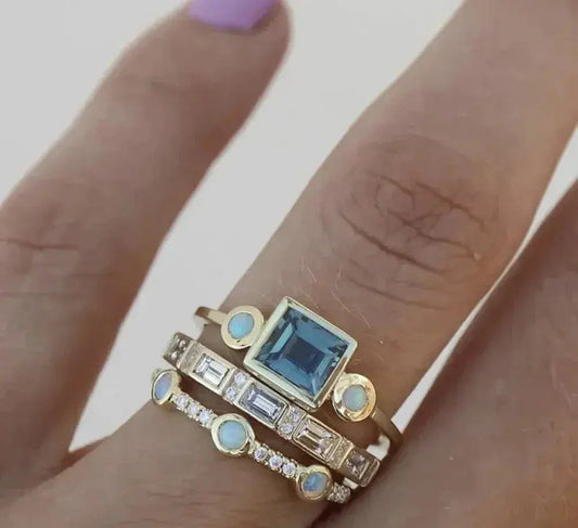 Anillo vintage de cristal azul