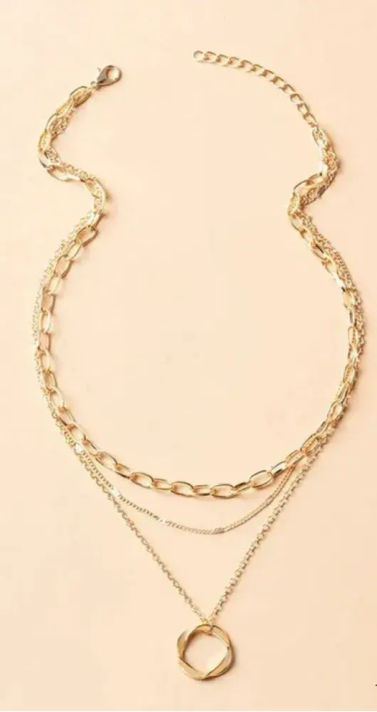 Collar de cadena y colgante en capas vintage de oro